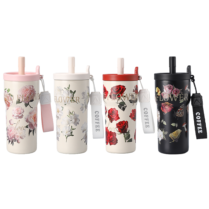 高颜值女生保温保冷水杯新款吸管杯女士办公室咖啡杯子女款大容量