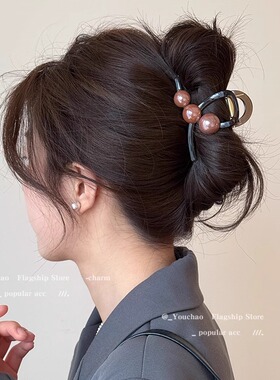适合发量少的抓夹鲨鱼夹发夹中号高级感2025新款女后脑勺盘发夹子