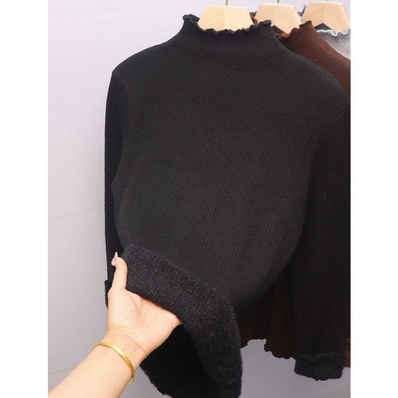 半高领一体绒毛衣女2025秋冬新款加绒加厚大码内搭针织打底衫上衣,淘宝优惠券,粉丝福利购,淘宝优惠卷