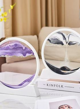 创意流沙画沙漏摆件轻奢家居客厅酒柜L办公室桌面装饰品送礼物