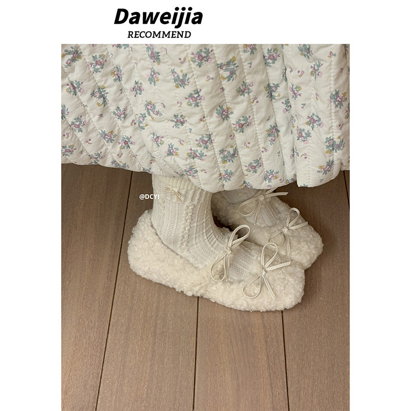DCYI内增高加绒毛毛鞋女秋冬外穿芭蕾鞋玛丽珍棉鞋单鞋毛绒白色,淘宝优惠券,粉丝福利购,淘宝优惠卷