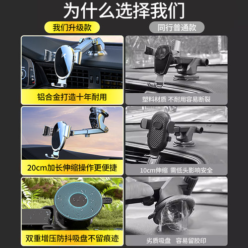 2025汽车紧车载手机架卡扣重力支撑自动卡吸盘式新款导航专用支架 - 图3