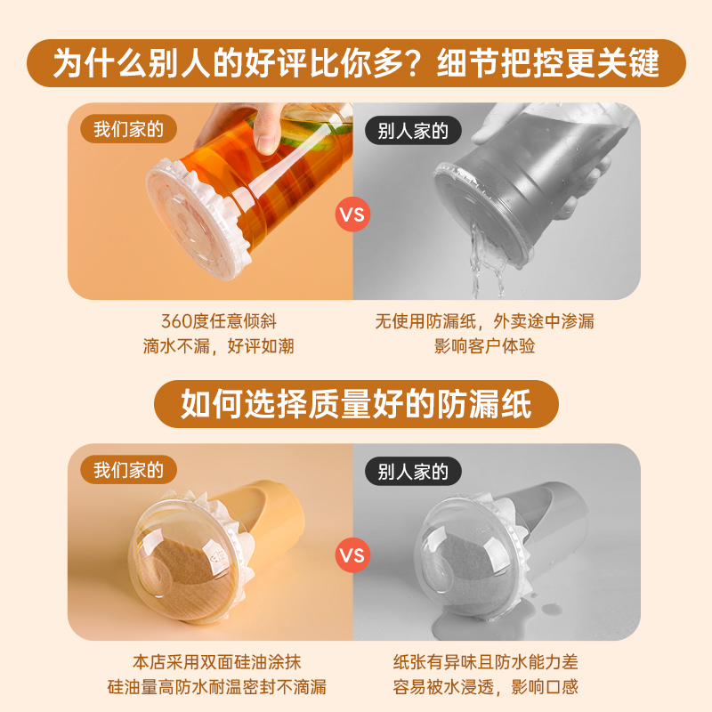 一次性外卖密封防漏纸奶茶咖啡杯一次性封口贴纸杯盖防溢垫片封口 - 图0