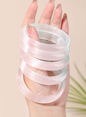 高冰马卡龙色渐变猫眼效应手镯女学生白月光玻璃镯子礼物紫罗兰