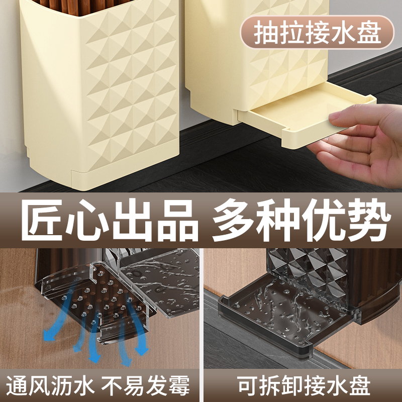 厨房置物架筷子勺子收纳盒筷子笼家用沥水筷子筒壁挂式台面抽拉