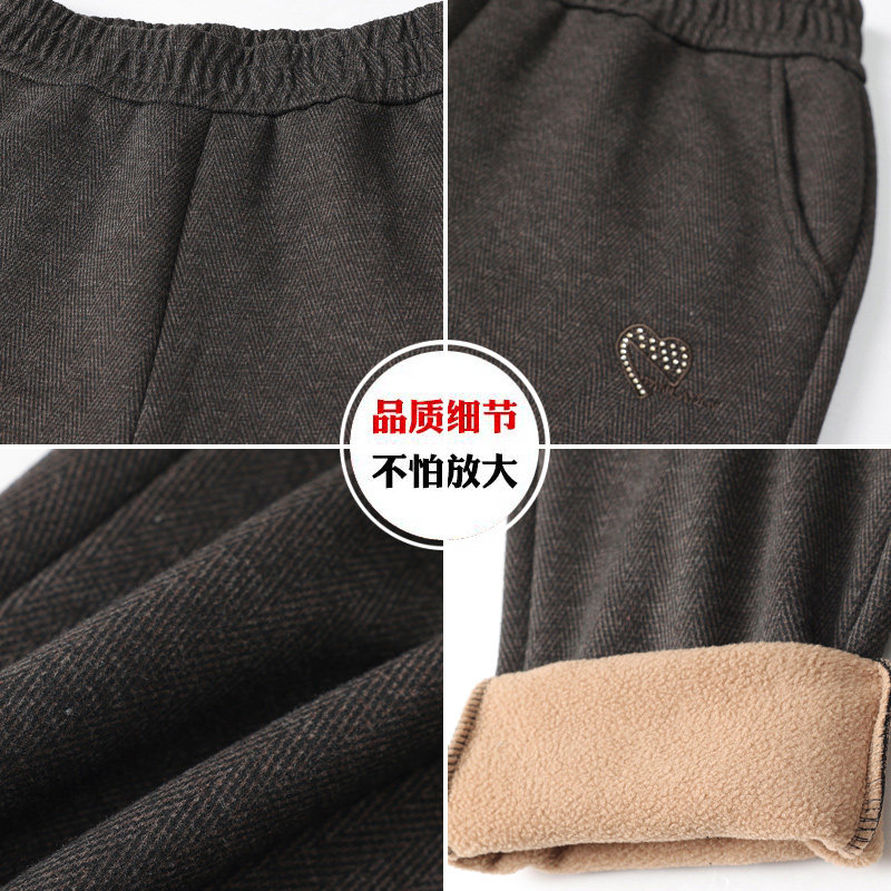 妈妈秋冬装女裤新款加绒加厚毛呢裤子中老年人高腰直筒裤保暖长裤,淘宝优惠券,粉丝福利购,淘宝优惠卷