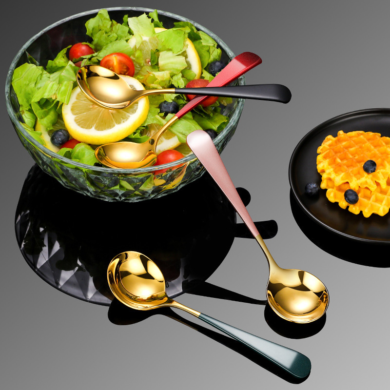 网红勺子家用不锈钢创意汤匙大勺调羹可爱吃饭喝汤甜品勺商用北欧-图2