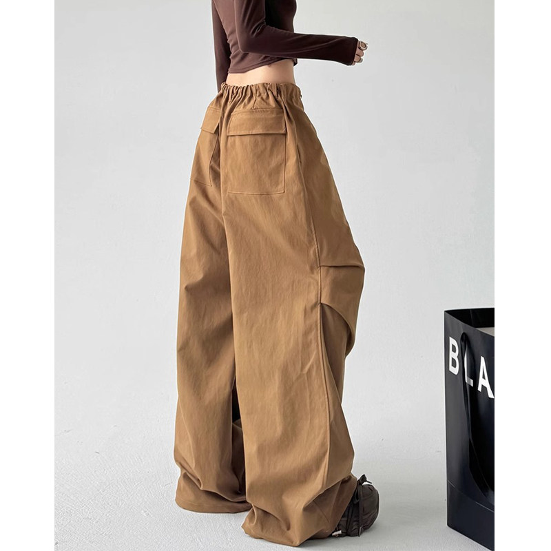 美式大码工装裤女春秋高腰宽松直筒垂感慵懒春秋休闲阔腿运动卫裤,淘宝优惠券,粉丝福利购,淘宝优惠卷