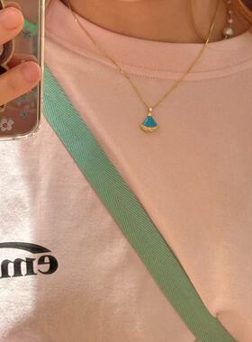 新款原单高定品质天然青金石裙子黑红玛瑙蓝松扇形裙子锁骨项链