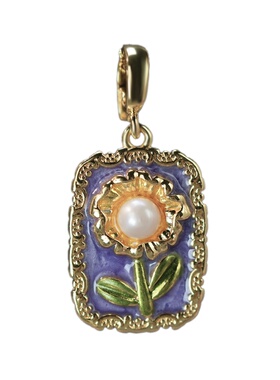 「油画吊坠」莫奈花园油画风万能扣可替换项链淡水珍珠花朵