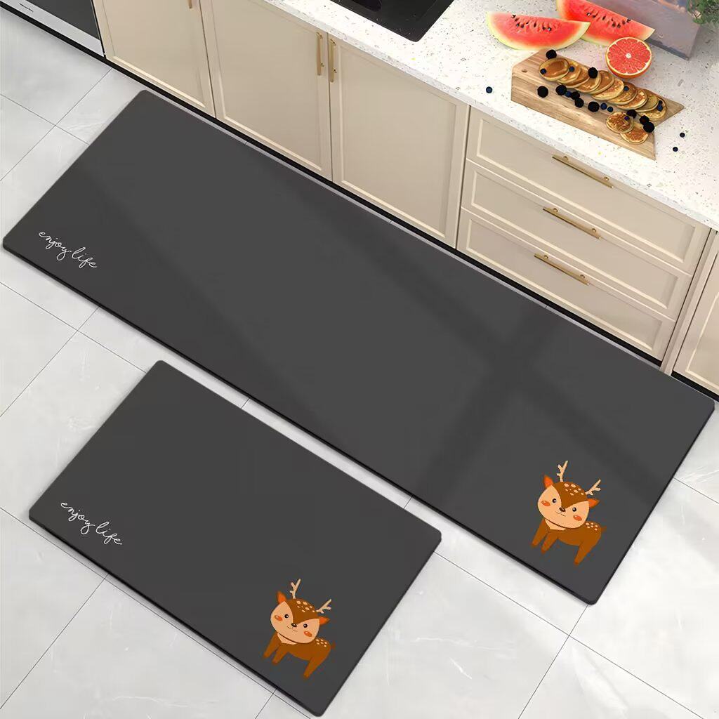 Simple cartoon kitchen floor mat absorbs water and oil, non-slip diatom mud long strips, stain-resistant carpet, soft non-slip mat