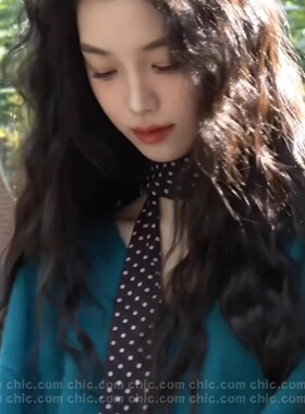 黑色长条波点丝巾女2026新款韩系高级感时尚系脖薄款领巾多规格