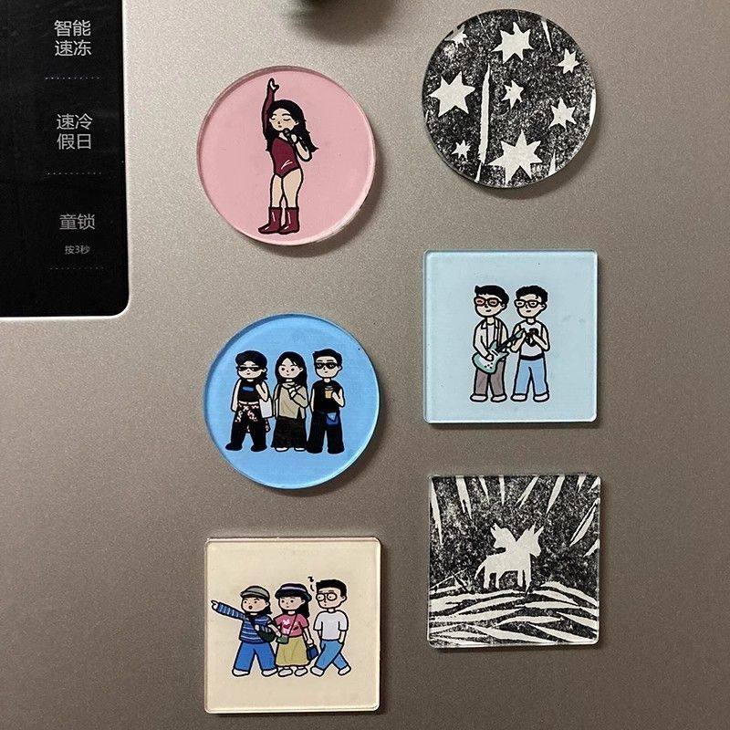 手工磁吸亚克力自制冰箱贴diy材料包透明方砖ins正方形带磁片圆形,淘宝优惠券,粉丝福利购,淘宝优惠卷