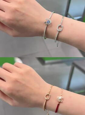 2026新款施家马蹄扣珍珠小红绳手链轻奢红色水钻项链女金色锁骨链