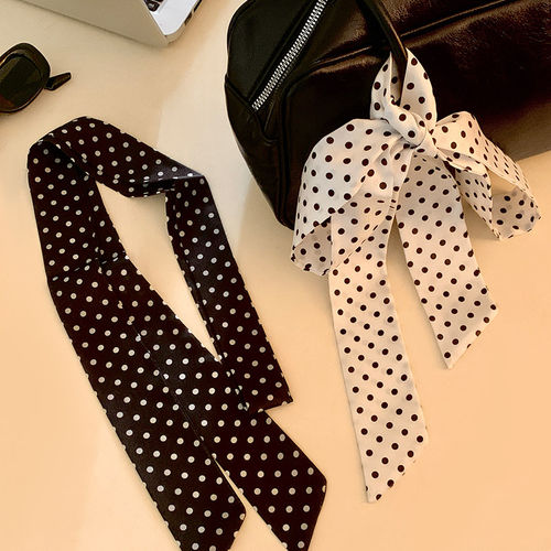 波点细长条丝巾女2026新款春夏百搭丝带配饰系脖高级感小领巾飘带 - 图3