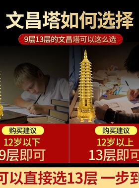 文昌塔纯铜13层9层摆件十三层九层书房学生中高考金榜题名工艺