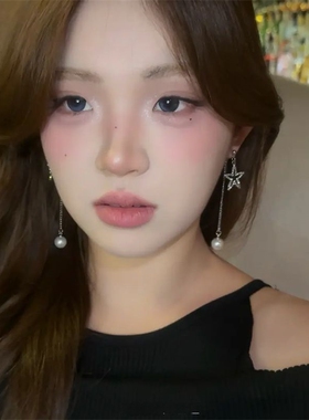 精致满钻星星流苏耳环女2025新款方圆脸显脸小长款耳钉高级感耳饰