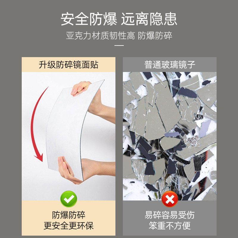 浴室软镜子贴墙自粘卫生间洗手间洗面台洗手盆上面的免打孔厕所镜,淘宝优惠券,粉丝福利购,淘宝优惠卷