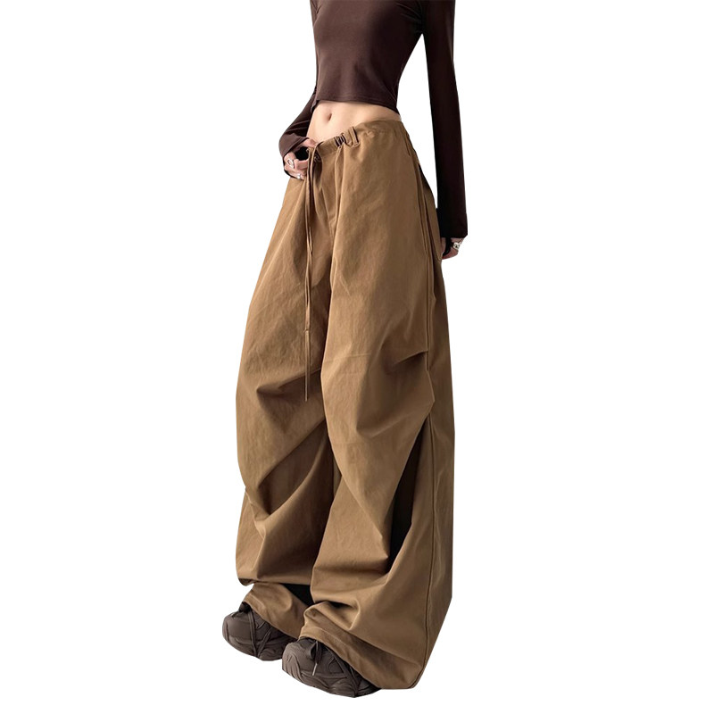 美式大码工装裤女春秋高腰宽松直筒垂感慵懒春秋休闲阔腿运动卫裤,淘宝优惠券,粉丝福利购,淘宝优惠卷