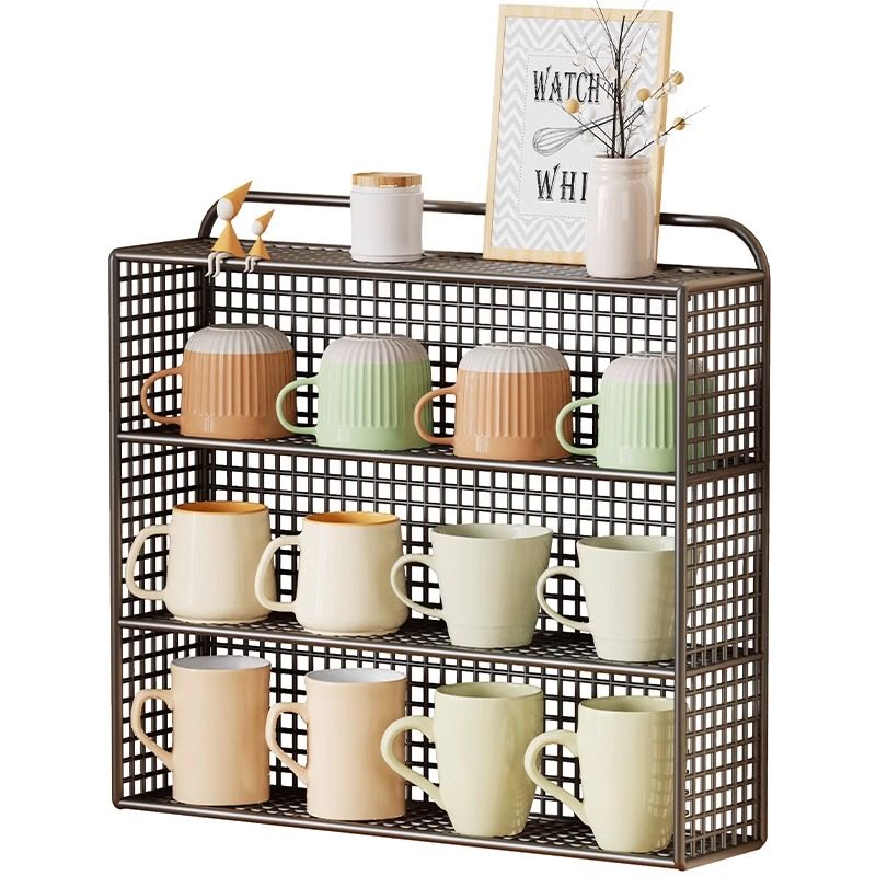杯架子水杯收纳架壁挂式茶杯放置架收藏架桌面零食架双层多层分层,淘宝优惠券,粉丝福利购,淘宝优惠卷
