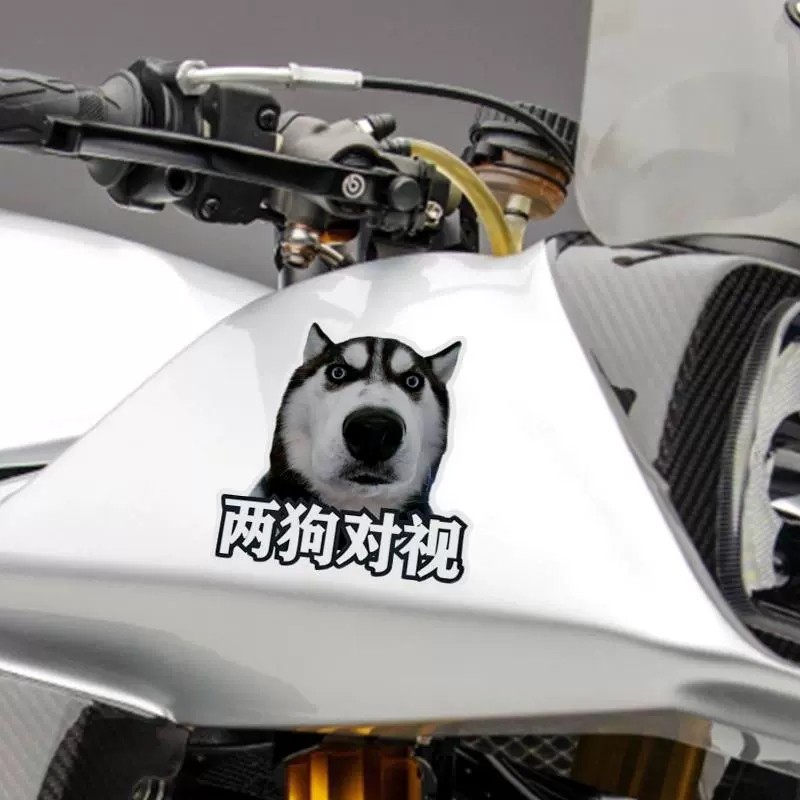哈士奇表情包两狗对视车贴搞笑有趣汽车装饰贴纸个性创意防水贴画,淘宝优惠券,粉丝福利购,淘宝优惠卷