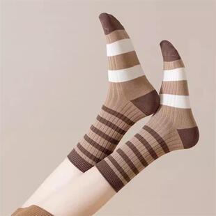 6元！6双俞兆林女中筒袜秋冬条纹堆堆袜