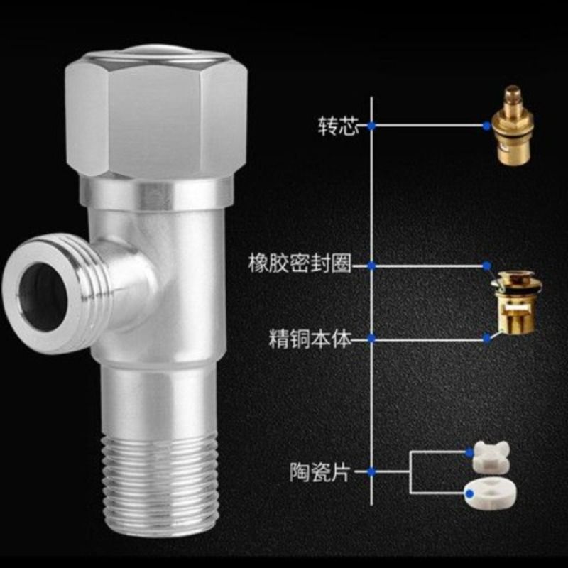 304不锈钢三角阀冷热止水阀热水器马桶4分加长八字脚阀角伐双用