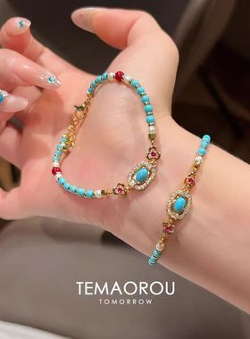 巨美~民族风弹力手串新中式古法显白串珠手饰小众设计手链