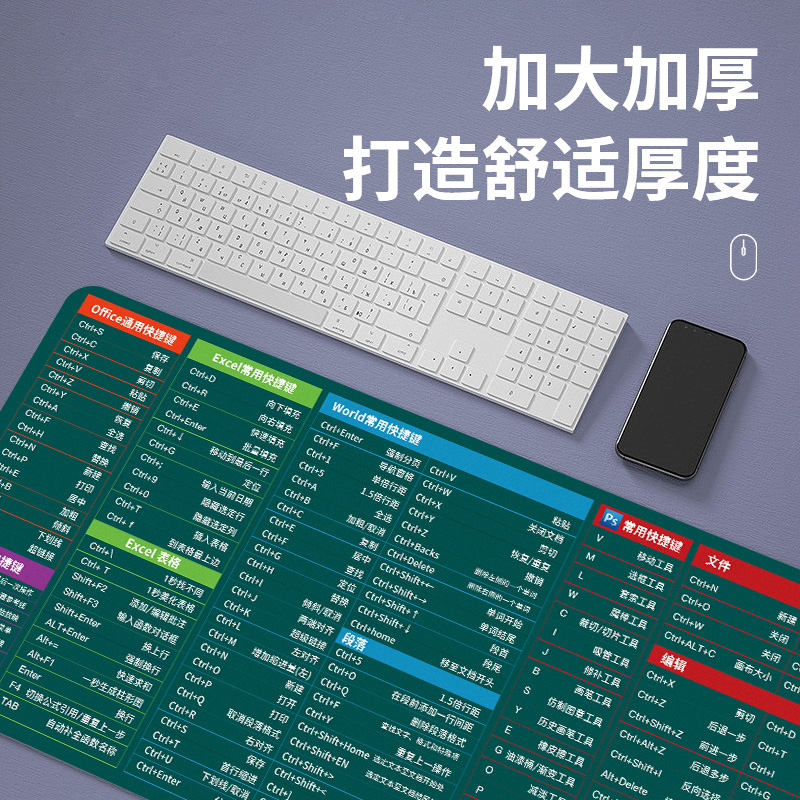 鼠标垫超大号女小号办公快捷键加厚键盘护腕软桌垫男桌面命令表格