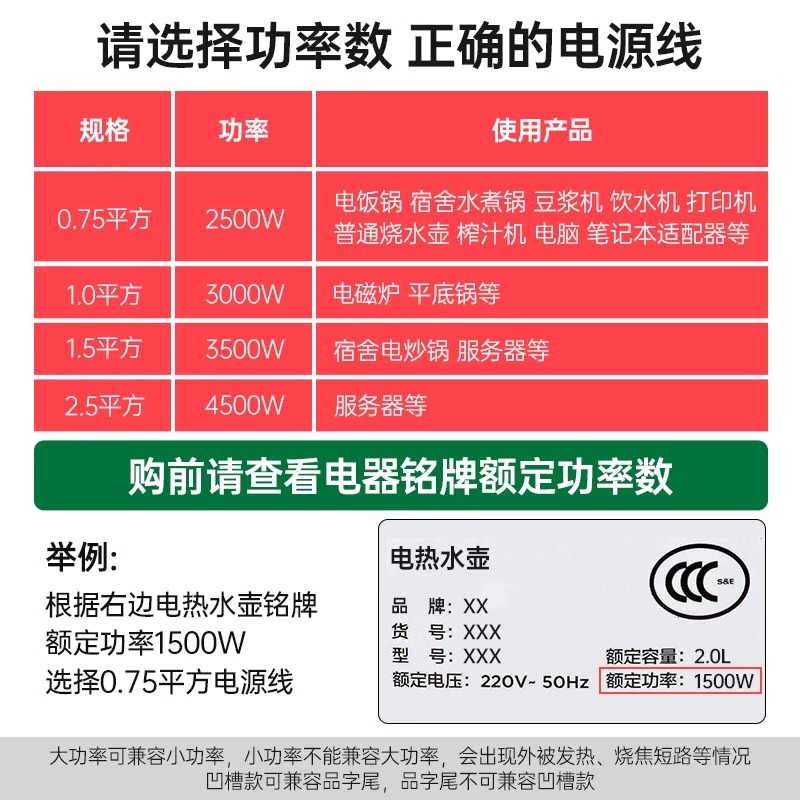 国标电源线台式主机电脑通用3芯三孔显示器电饭煲锅打印机带插头