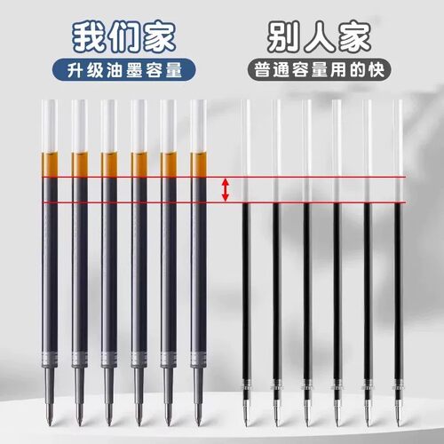 按动笔芯黑色中性笔芯0.5mm子弹头按压式粗管大容量替芯水性笔芯红笔芯墨蓝色笔芯ST笔尖速干顺滑红色替换 - 图3