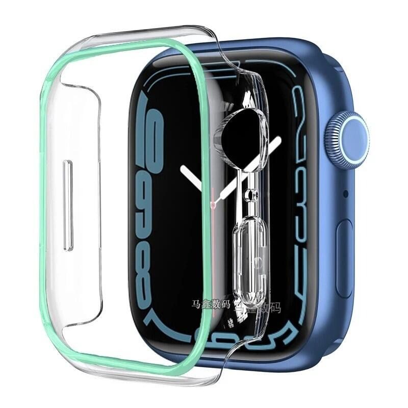 适用AppleWatch苹果手表S8保护壳ultra荧光半包iWatch S7保护套SE/6/5/4/3/2/1代缕空冰晶超薄40/41/44/45mm - 图3