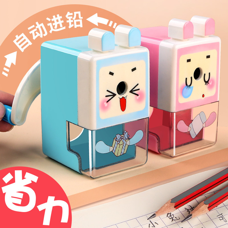 手摇削笔器卡通卷笔刀转笔刀铅笔自动进铅小学生手动刨笔机钻笔修笔旋车剥绞销笔小型便携式儿童学习文具用品_虎窝淘