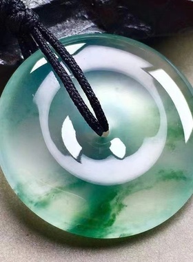 飘花翡翠平安扣吊坠男女