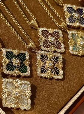 高版本Opera歌剧院布契拉丝贝母项链女镀18K金色四叶草吊坠锁骨链