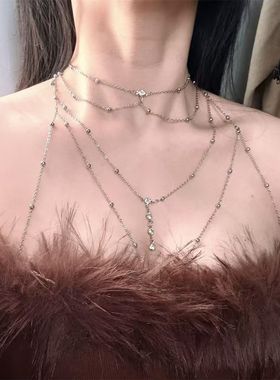 闪钻性感胸链身体链气质时尚设计高级感项链纯欲辣妹风锁骨链配饰