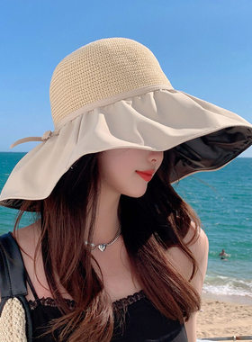 大帽檐黑胶防晒帽女2026新款夏季