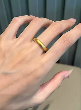 古法泥鳅背戒指黄金仿真沙金戒指女高级感戒指素圈小众高级感戒指