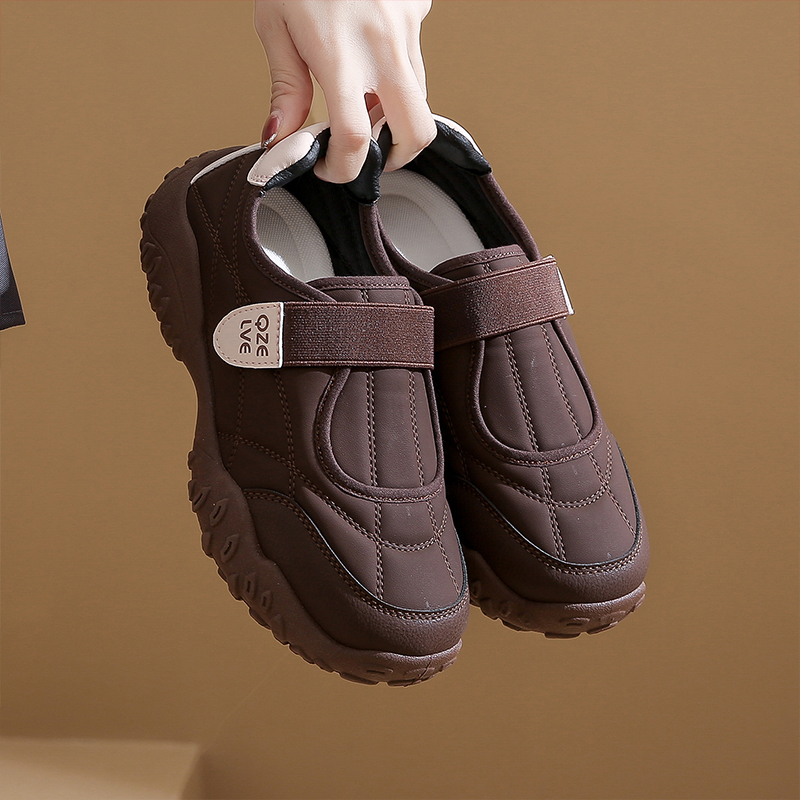 软底防滑工作鞋不累脚秋季女款黑色运动鞋一脚蹬防水厨房上班黑鞋 - 图0