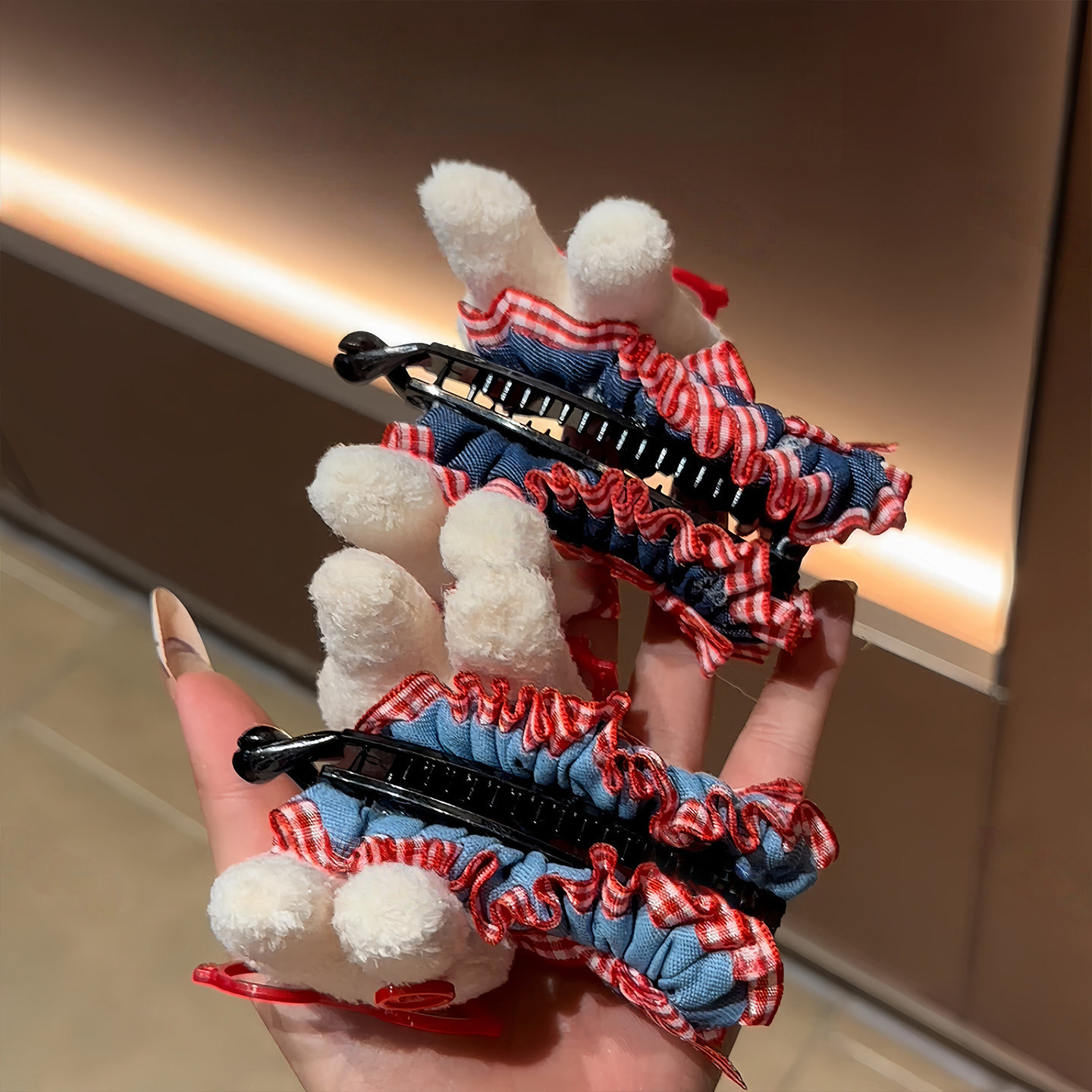 新款秋冬牛仔色系米菲兔香蕉夹小号超可爱后脑勺高马尾固定神器,淘宝优惠券,粉丝福利购,淘宝优惠卷