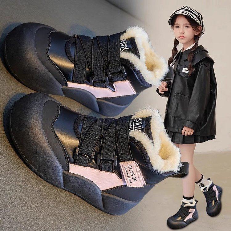真皮女童雪地靴2024新款冬季加绒加厚东北棉鞋中大童棉靴女童鞋,淘宝优惠券,粉丝福利购,淘宝优惠卷