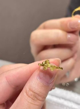 新中式金色小马驹编织开口戒指时尚个性轻奢生肖马精致指环可调节