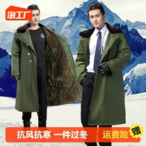 Northeast Great Cotton padded jacket for mens winter military green thickening lengthened Northeast extra-long cold-proof and warm labor Paoian cotton clothes