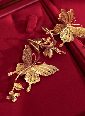 中古金色镂空花丝戒指新款精品工艺设计师花戒指婚嫁系列国风饰品