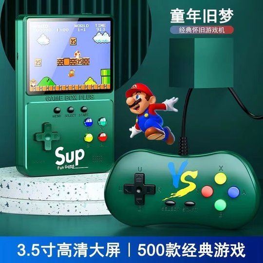 Consola de juegos portátil sup nuevo modelo con TV Tetris pantalla grande nostálgica para niños Super FC Mary genuino doble hogar de alta definición Mario con mango juguete antiguo mini consola portátil