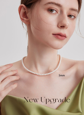 施家珍珠项链女正圆强光小米珠百搭baby人造珍珠锁骨链叠戴颈链