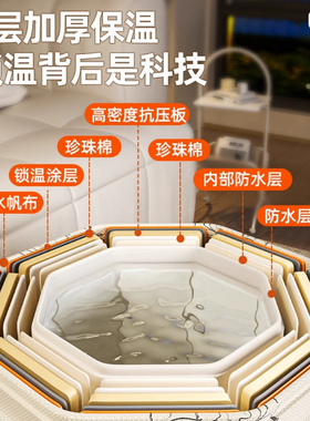 养生泡脚桶过小腿保温家用折叠便携洗脚盆加厚高深过膝泡脚袋专用