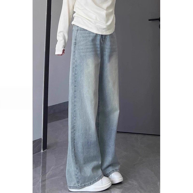 浅色阔腿牛仔裤女高腰春秋新款大码胖mm宽松显瘦梨形身材直筒裤子,淘宝优惠券,粉丝福利购,淘宝优惠卷