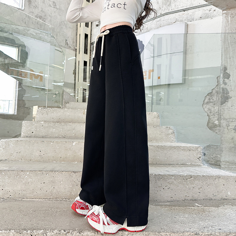 女童加绒卫裤秋冬季阔腿裤2025新款儿童一体绒裤子大童女孩运动裤,淘宝优惠券,粉丝福利购,淘宝优惠卷