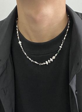 泛洛轻原创不掉色拼接钛钢项链男嘻哈小众高级感锁骨链男士冷淡风